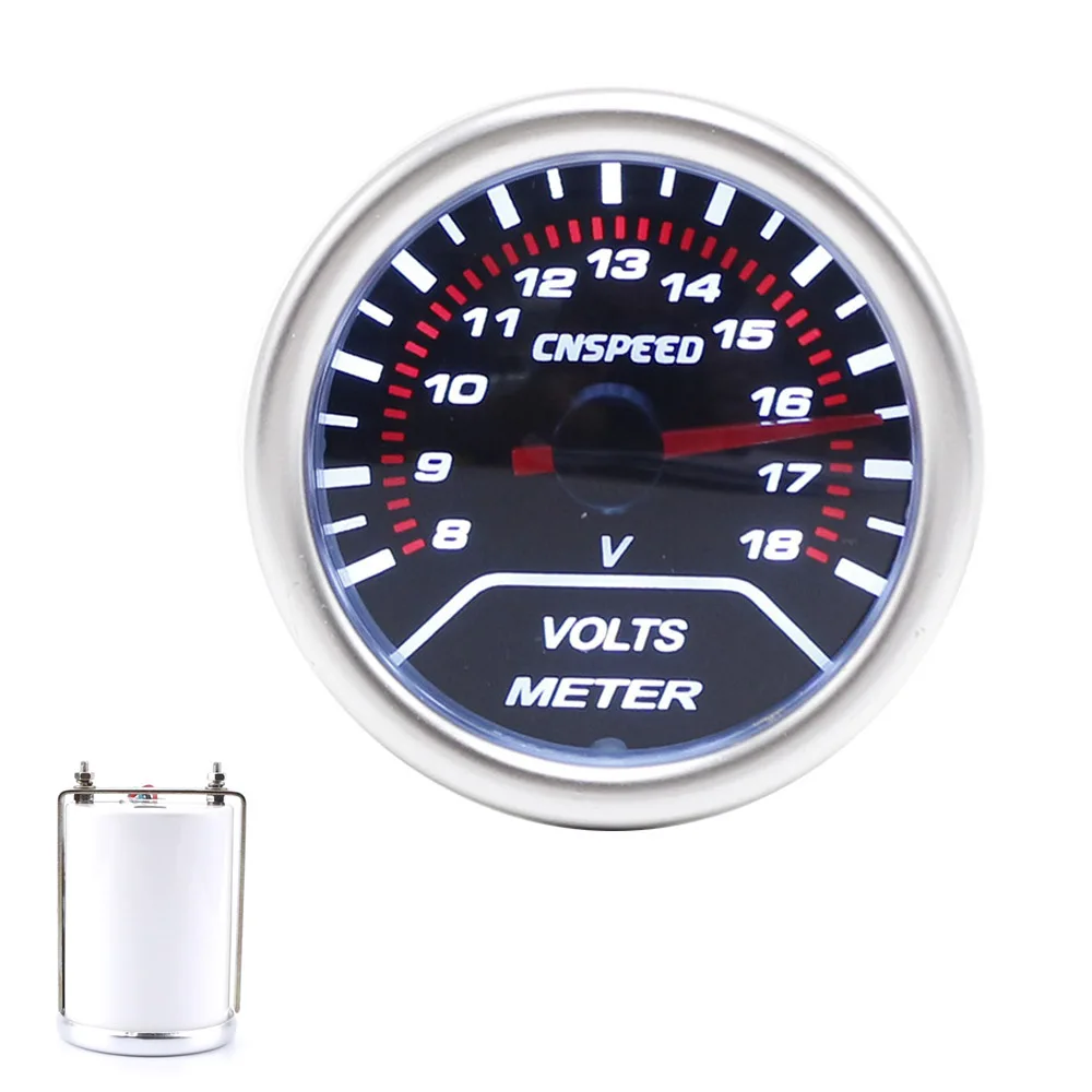 

CNSPEED 52mm Smoke Lens Volt Gauge 8~18V Blue Led Universal Indicator Control Panel Racing Car Meter Auto Voltmeter Gauge