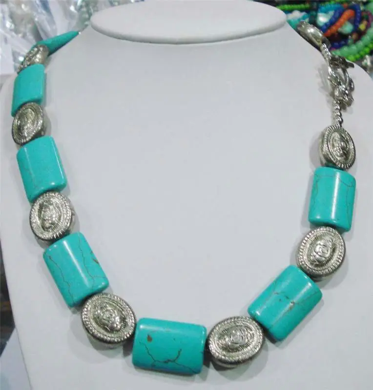

NEW SILVER NATURAL TURQUOISE NECKLACE CLASSIC 20