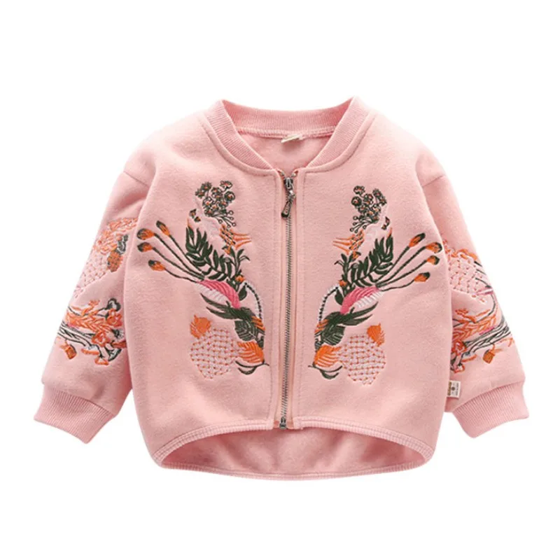 

Jacket For Girls Long Sleeve Embroidery Print Jacket For Boy Girl Coat Warm Coat Kids Windbreaker Warm Hot Sale