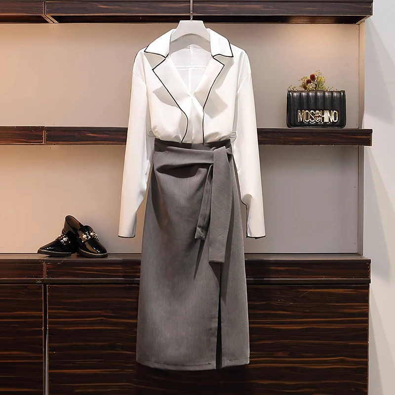 

Two Piece Set Spring Summer Clothes for Women Clothes 2019 Korean Vintage Office Lady Women Tops + Bodycon Skirt Set 1001 ZT2635