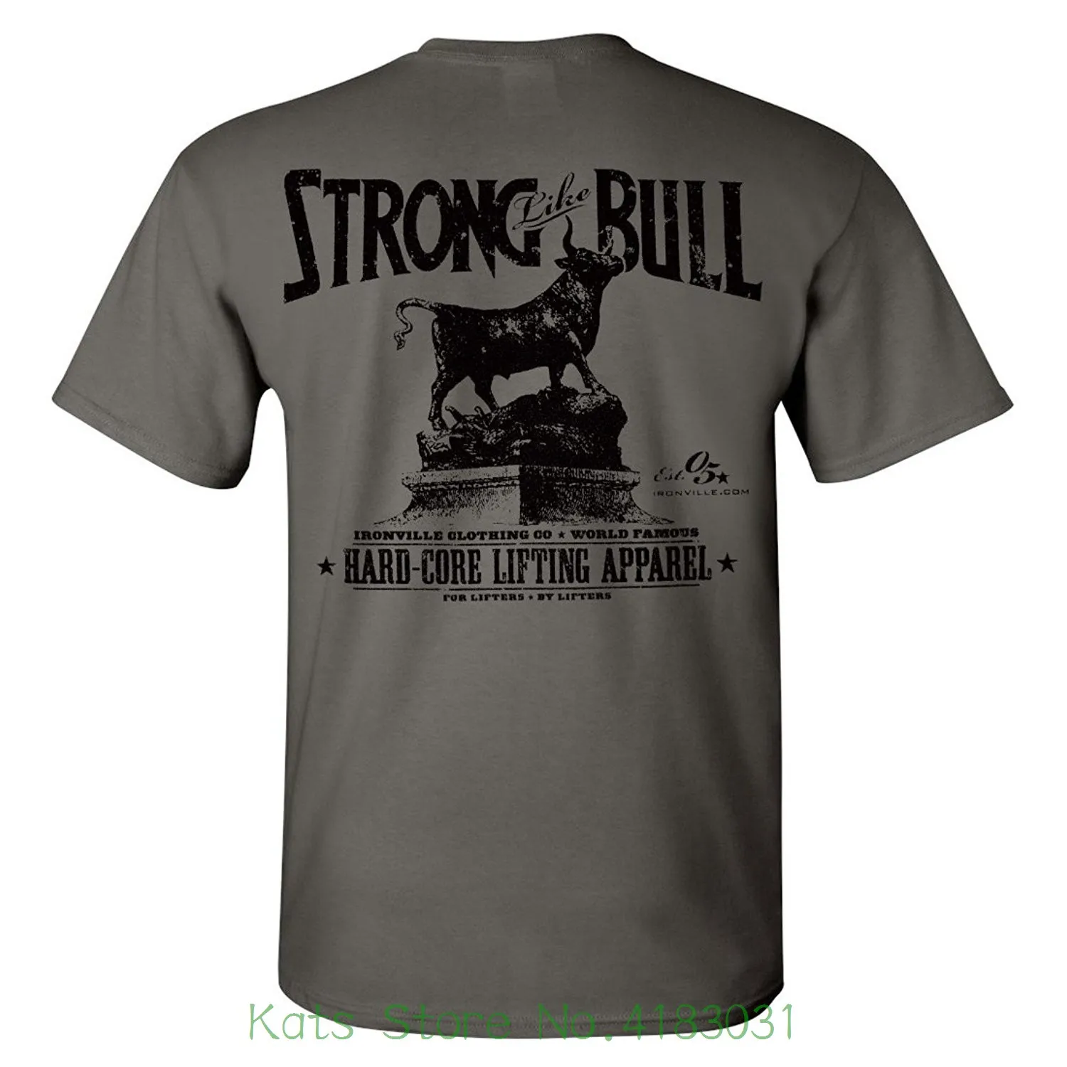 

Ironville Strong Like Bull Powerlifting T Shirt 100% Cotton T Shirts Brand Clothing Tops Tees