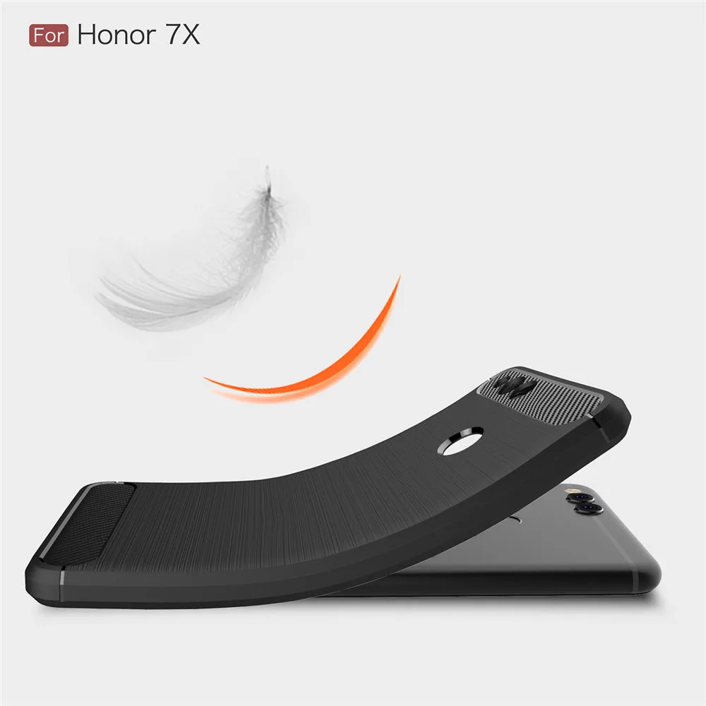 Силиконовый чехол для huawei Honor 7X, мягкий ударопрочный чехол из углеродного волокна и ТПУ для huawei Honor 7X, чехол Silcon