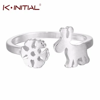 Kinitial 1Pcs Fashion 925 Sterling Silver Reindeer Snowflake Opening Rings for Women Valentine