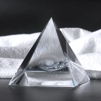

100mm K9 Crystal Pyramid 3D Laser Engraved galaxy crystal Paperweight