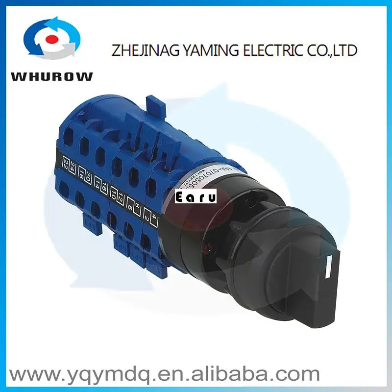 

Factory Supplied YMW26-20S/6High quality manual changeover rotary cam switch DC voltage six poles sliver contacts
