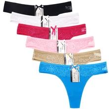 Roupa interior feminina cuecas de algodão tanga lingerie calcinha mulher senhoras sem costura rendas calcinha intimate string 3 peças/lote