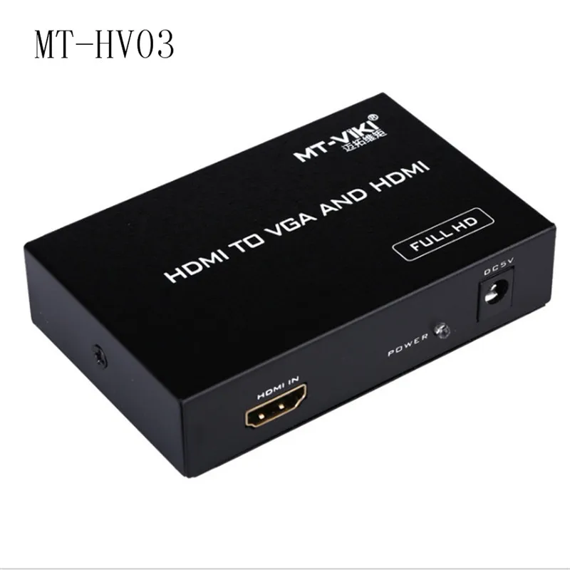 

Free Shipping MT-HV03 HDMI TO HD VGA+AUDIO+HDMI converter 1080P Video Display Synchronous