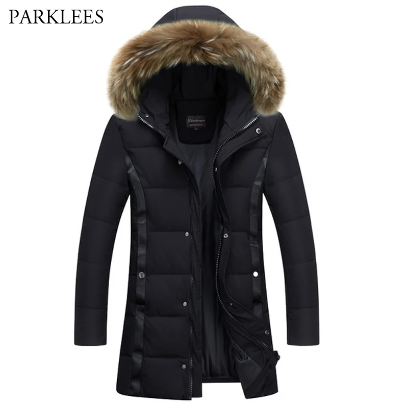 Зимняя куртка мужская брендовая парка Мужская мода Повседневная тонкая Толстая теплая Мужская s пальто парки с капюшоном длинные пальто