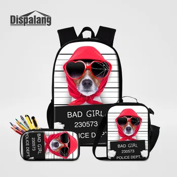 

Dispalang 3Pcs/Set Women Backpacks School Bags for Teenages Pet Dog Bulldog Backpack Shoulder Bag Food Picnic Bag Pencilcase