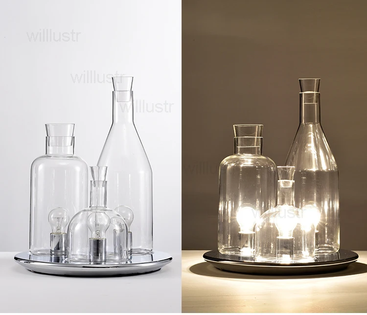 123 настольная лампа для бутылок копия ITRE Guido Rosati Bacco дизайн прикроватный боковой Диванный отель Мода Прозрачное стекло молочно-белого цвета настольная лампа