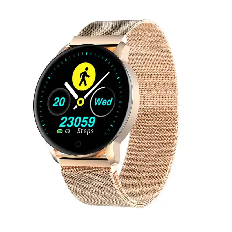 Newwear Q20 Смарт-часы кровяного давления женский физиологический монитор сердечного ритма 1,22 дюйма цветной экран Smartwatch Браслет фитнес - Цвет: gold stainless