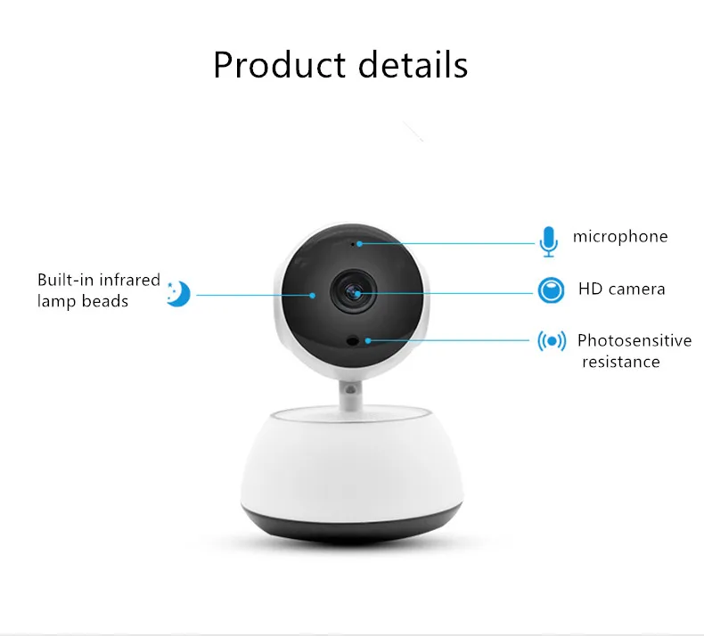 

CHHD Home Camera, Indoor IP 720P Security Surveillance System Night Vision Home/ Baby/ Pet Monitor with Contains 32G TF card