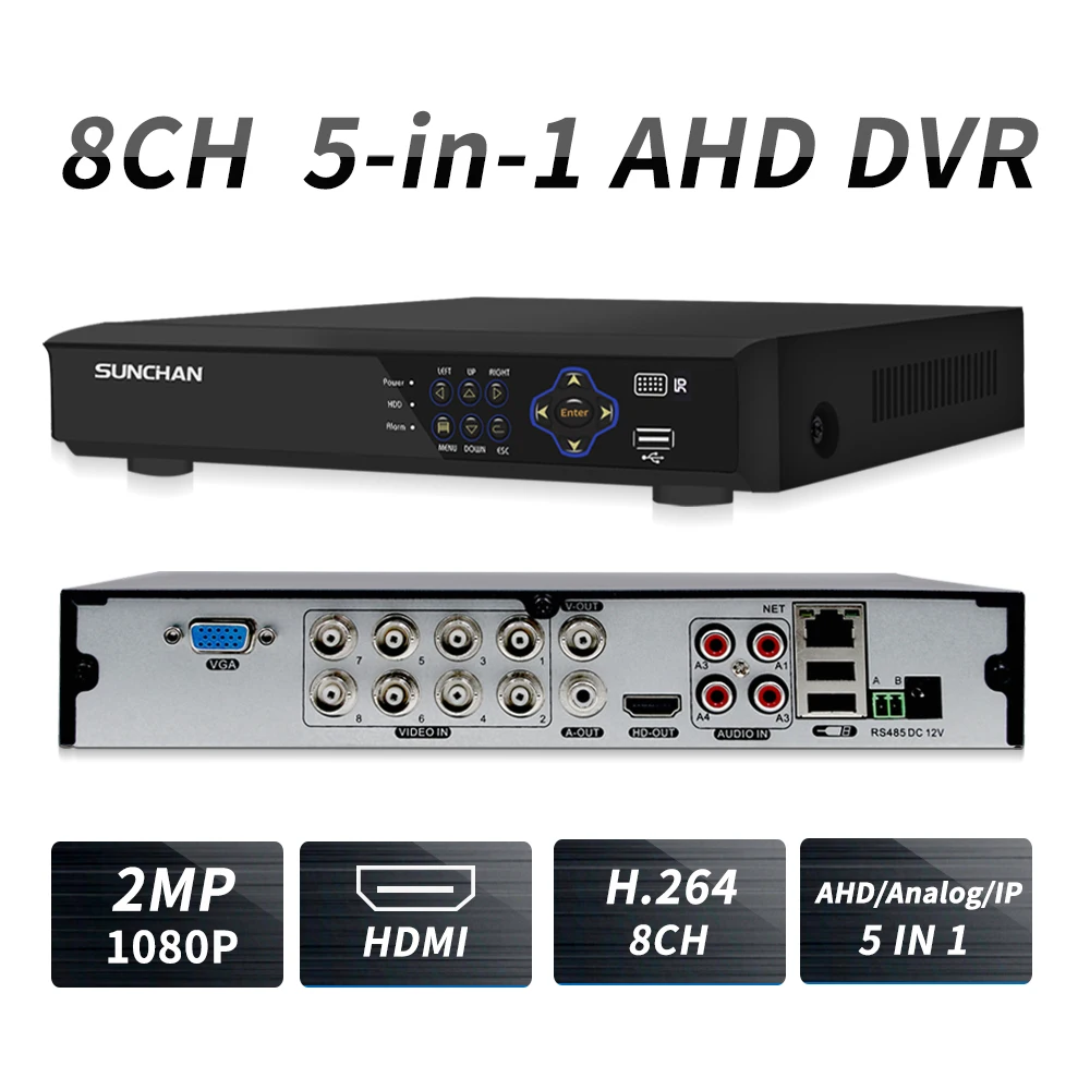 

SUNCHAN 1080P 8CH CCTV DVR DVR 5 IN1 For CCTV Kit VGA HDMI Security System 8 Channel NVR For 1080P IP Camera Onvif DVR
