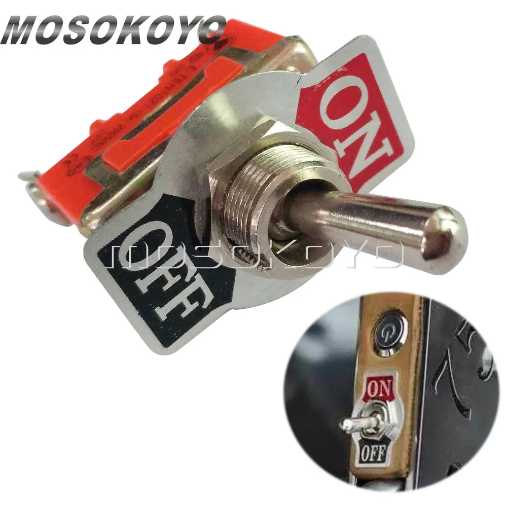 Motorcycle 2 Pin Toggle Flick Switch SPST Motor On Off Switches Universal for Chopper Cafe Racer