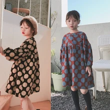 Детское повседневное платье в горошек длинное праздничное платье принцессы для девочек от 2 до 7 лет, хлопковые винтажные платья в деревенском стиле одежда для малышей