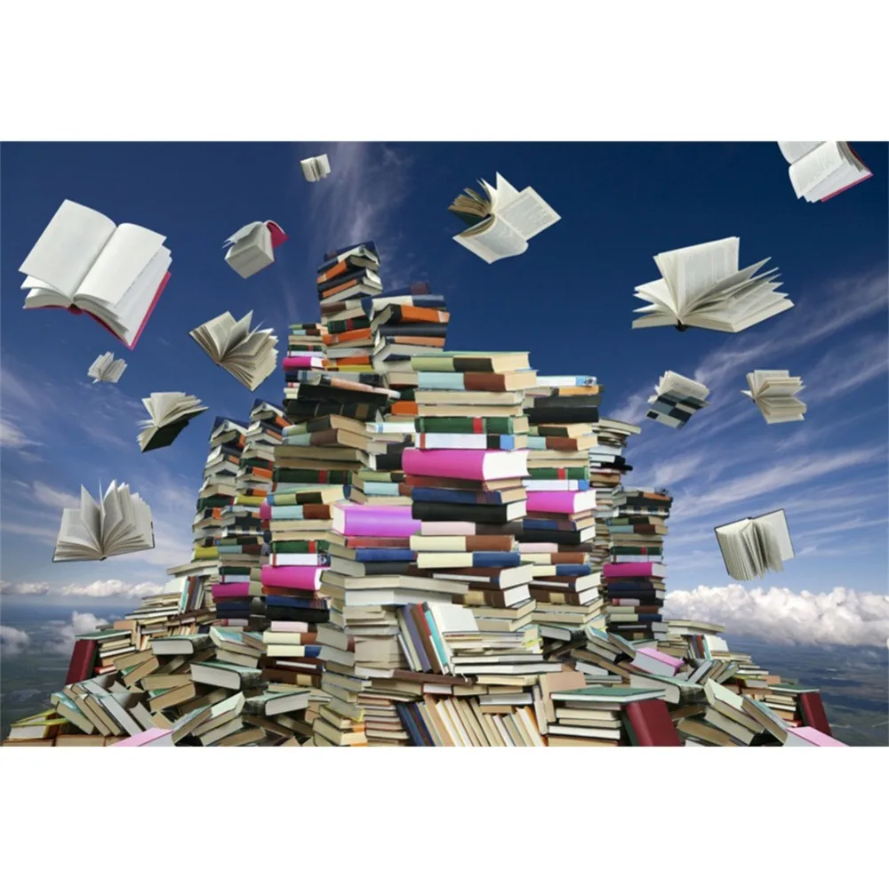 

Laeacco Books Piled Stacked Back To School Study Graduation Portrait Photo Backgrounds Photographic Backdrops For Photo Stadio