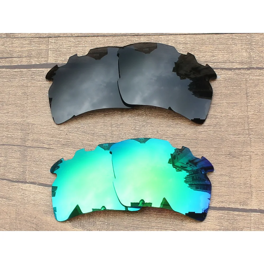 Vonxyz 2 Pairs Stealth Black & Jade Mirror Polarized Grey Black&Jade Green Sunglasses Polarized Replacement