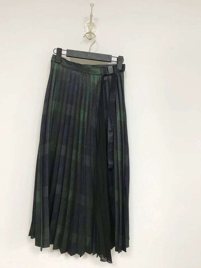 Женская шикарная винтажная стильная британская шотландская клетчатая длинная Плиссированная юбка с поясом