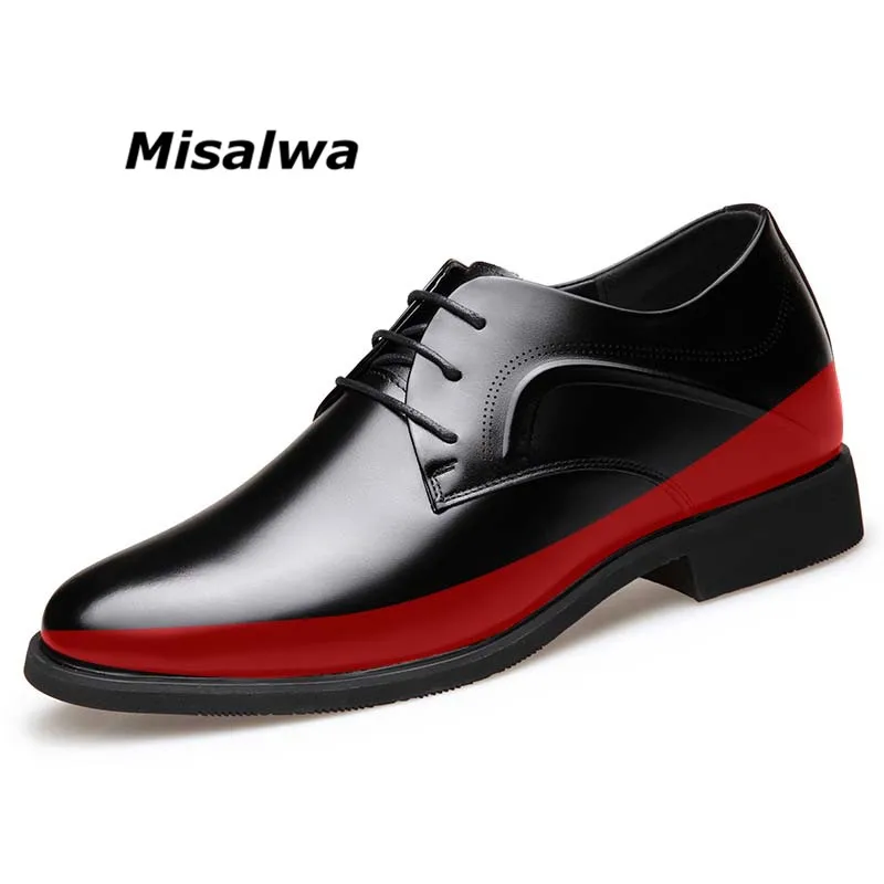 

Misalwa Men's Invisible 5CM Height Increasing Oxfords Black Leather Formal Dress Shoes Adult Low Heels Wedding Elevator Shoes