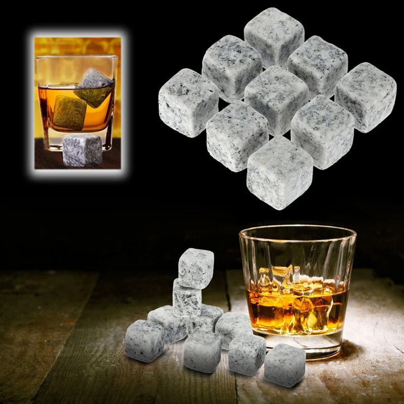 9 шт. ледяные камни для виски винные Напитки Охладитель кубики Виски камни гранит мешок горячий