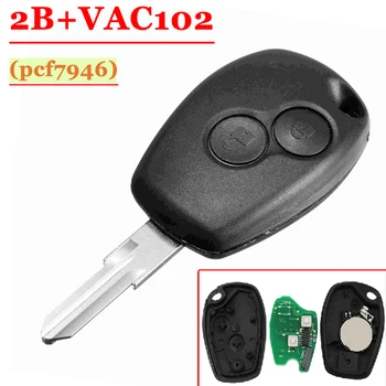 

Free shipping (1 pcs ) 2 Button Remote Key With pcf7946 VAC102 Blade Round Button For Renault Clio Kangoo Modus Master