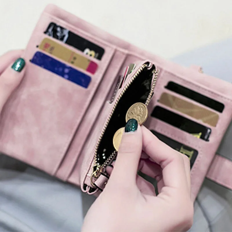 Женский кожаный кошелек-клатч, короткий кошелек для монет и карт, твердый женский короткий кошелек