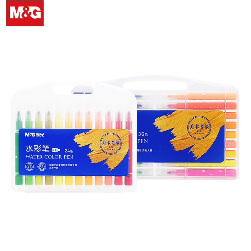 

24/36 Colors Student Painting Pen Children Washable Watercolor Pen Brush Art Marker Drawing Sketch Pen School Supplies ACPN0202