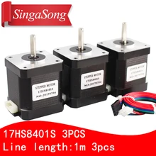 Free shipping 3PCS 4 lead Nema17 Stepper Motor 42 motor 17HS8401S 1 8A CE ROSH ISO