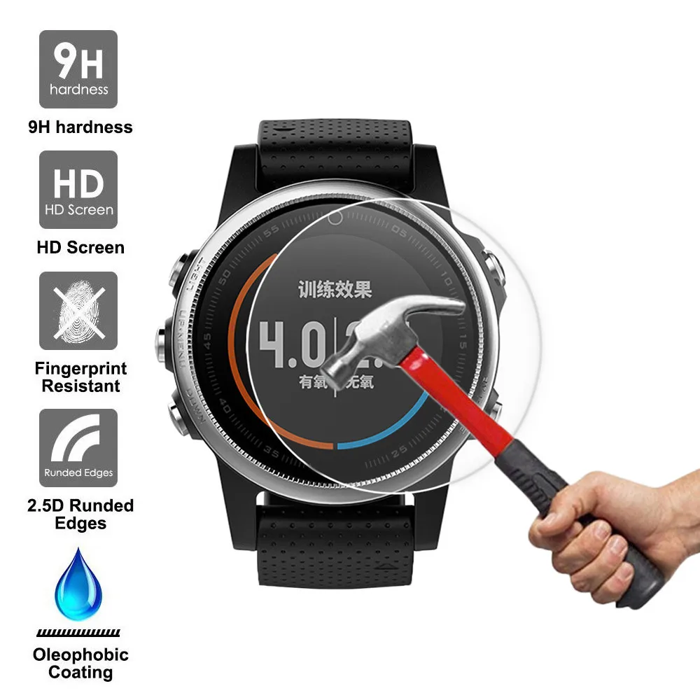 

9H Tempered Glass Screen Protector Protective Film for Garmin Fenix 5S GPS Watch SmartWatch Sporting Goods Accessories