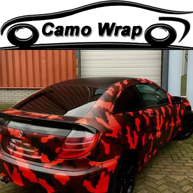 Special Price 5/10/15/20/25/30X1.52 M Rood Zwart Camouflage Vinyl Wrap Roll auto Styling Sticker Motorfiets Truck Auto Camo Wikkelen Film Folie