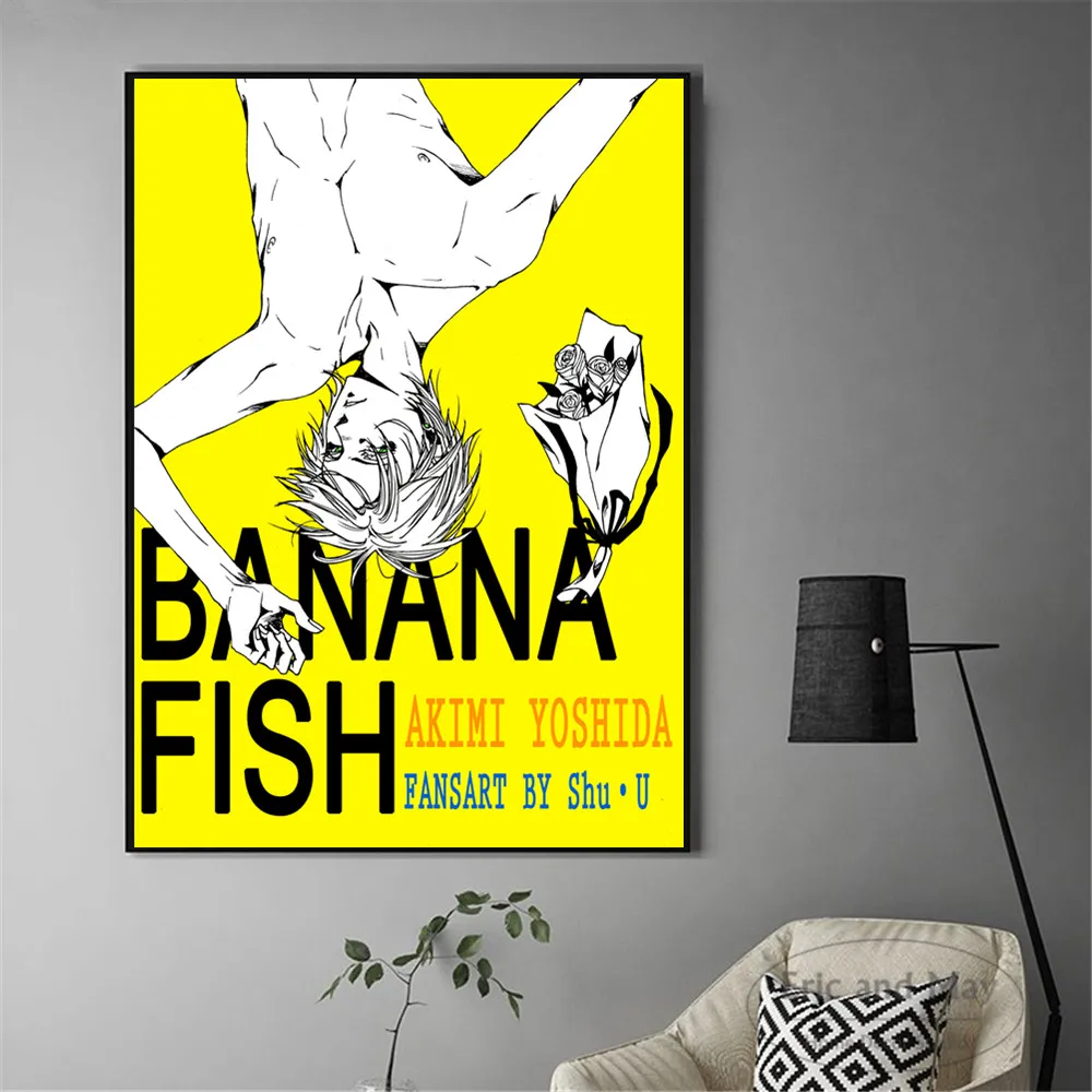 Банановая рыба, Аниме фигурки, художественные плакаты и принты, настенная живопись на холсте для гостиной, украшение для дома, без рамы, Quadros