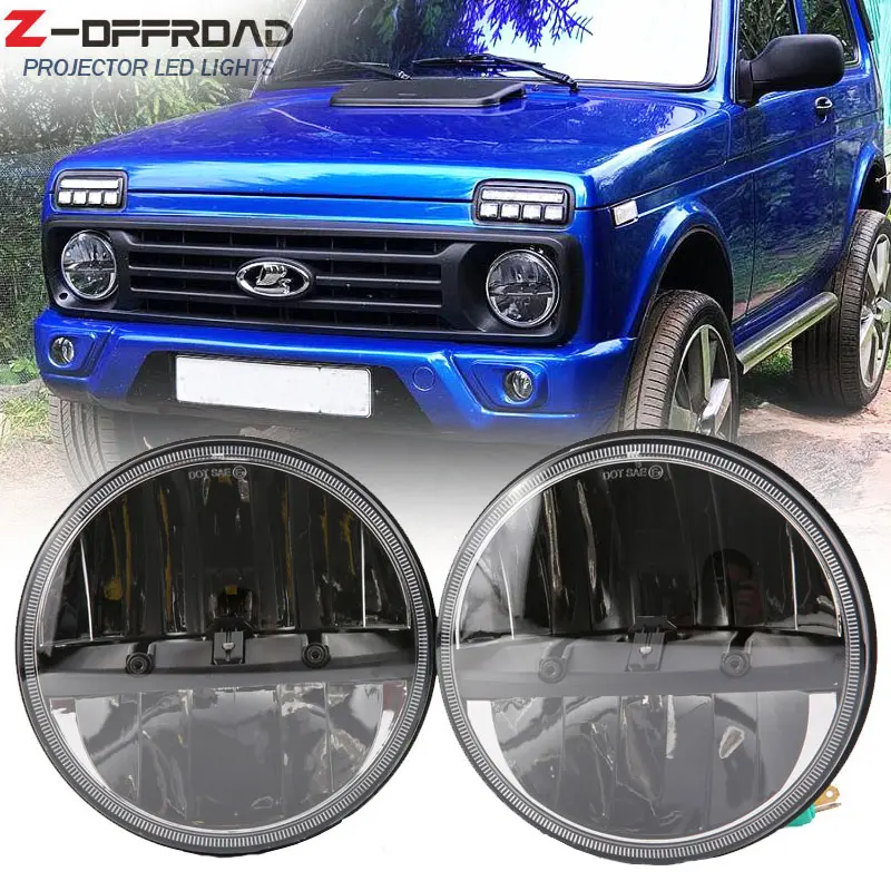 DOT EMARK 7 дюймов светодиодные фары с Hi/Lo луч проектор замена для Jeep Wrangler Land Rover Defender