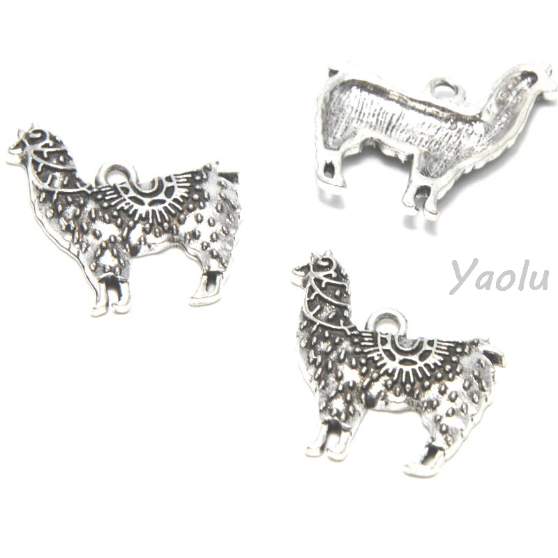 

10pcs/lot alpaca Charms Antiqued silver Tone llama alpaca animal charm pendants 25x25mm