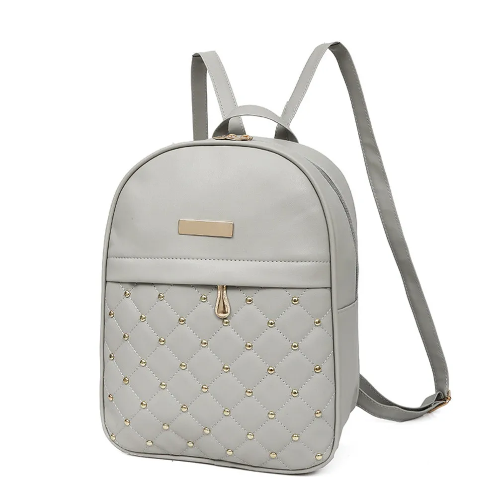 

Maison Fabre Women Fresh PU Leather Rivet Backpack Fashion Causal Cell Phone Pocket Bags Bead Rive Female Zipper Shoulder Bag