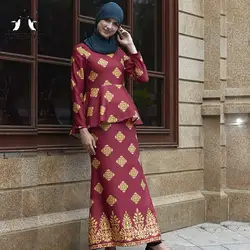 TOPMELON Бангладеш кафтан женские роскошные abaya s комплект плюс размеры темно синие красные, черные Дубай Малайзии Ближний Восток костюмы