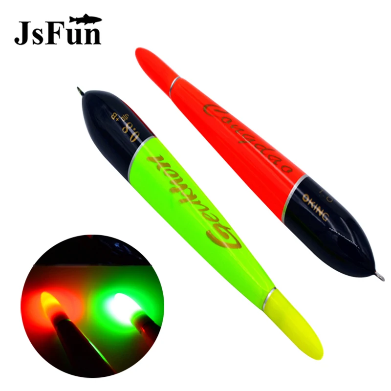 JSFUN 1 قطعة الإلكترونية ليلة الصيد تعويم مع CR425 بطارية حجم 0.8-3.0 # روك الصيد العوامة الأخضر/ الأحمر ضوء YF06