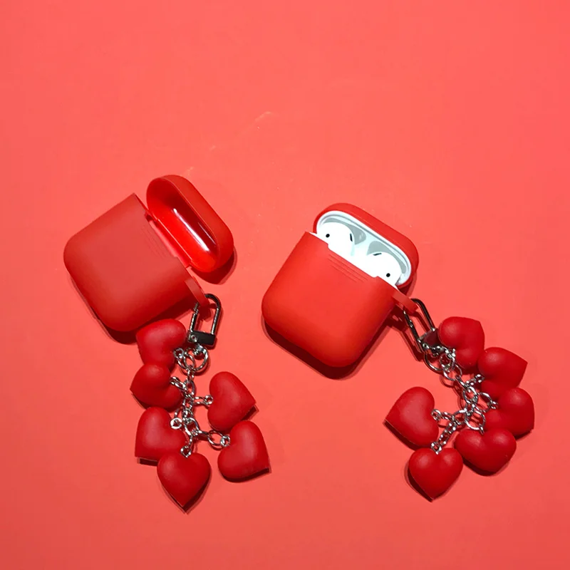 Для Airpods 2 чехол силиконовый Kawaii с сердцем для Apple милый наушников 3D Аксессуары