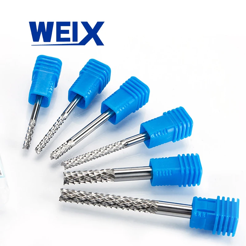 

WEIX 5pcs 3.175mm Carbide Tungsten Corn Cutter cutting PCB milling end mill CNC router bits for Engraving machine