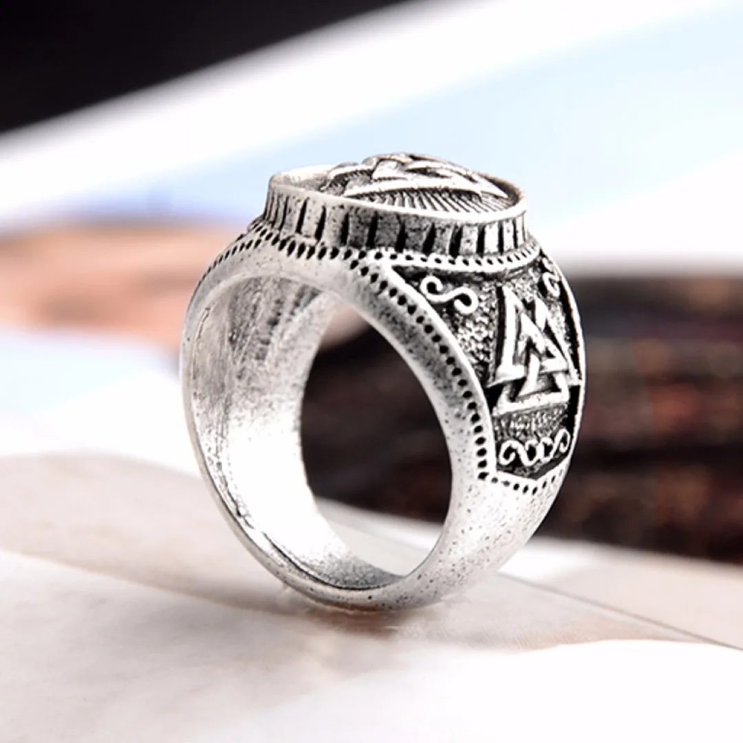 Men Vintage Retro Silver Valknut Norse Nordic Odin Rings Viking Jewelry