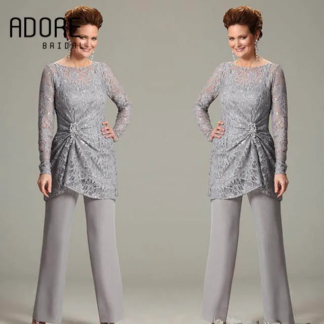 grey mother of the bride pant suits