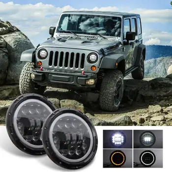 

7 Inch Hi/Lo Beam LED Headlight Angel Eyes DRL Light With Turn Signal Lamp For Jeep Wrangler TJ Hummer Motorbike Offroad