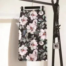 Новинка, Женская юбка, летняя, цветочный принт, тонкая, сексуальная, рабочая, юбка-карандаш, половина длины, прямая, повседневная, до колена, юбка mediu