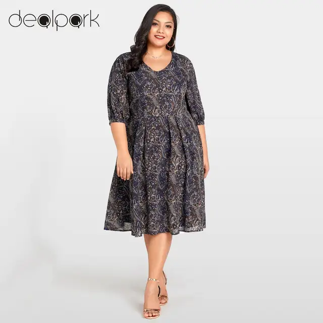3/4 Sleeve Chiffon Dress
