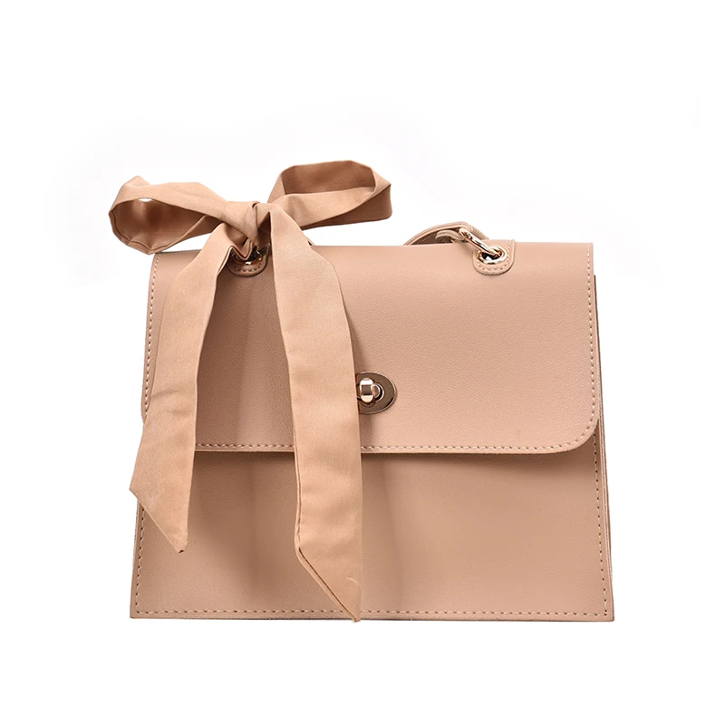 Elegant Female Ribbon Bow Flap Square bag New Quality PU Leather Women's Designer Handbag Travel Shoulder Messenger Bag