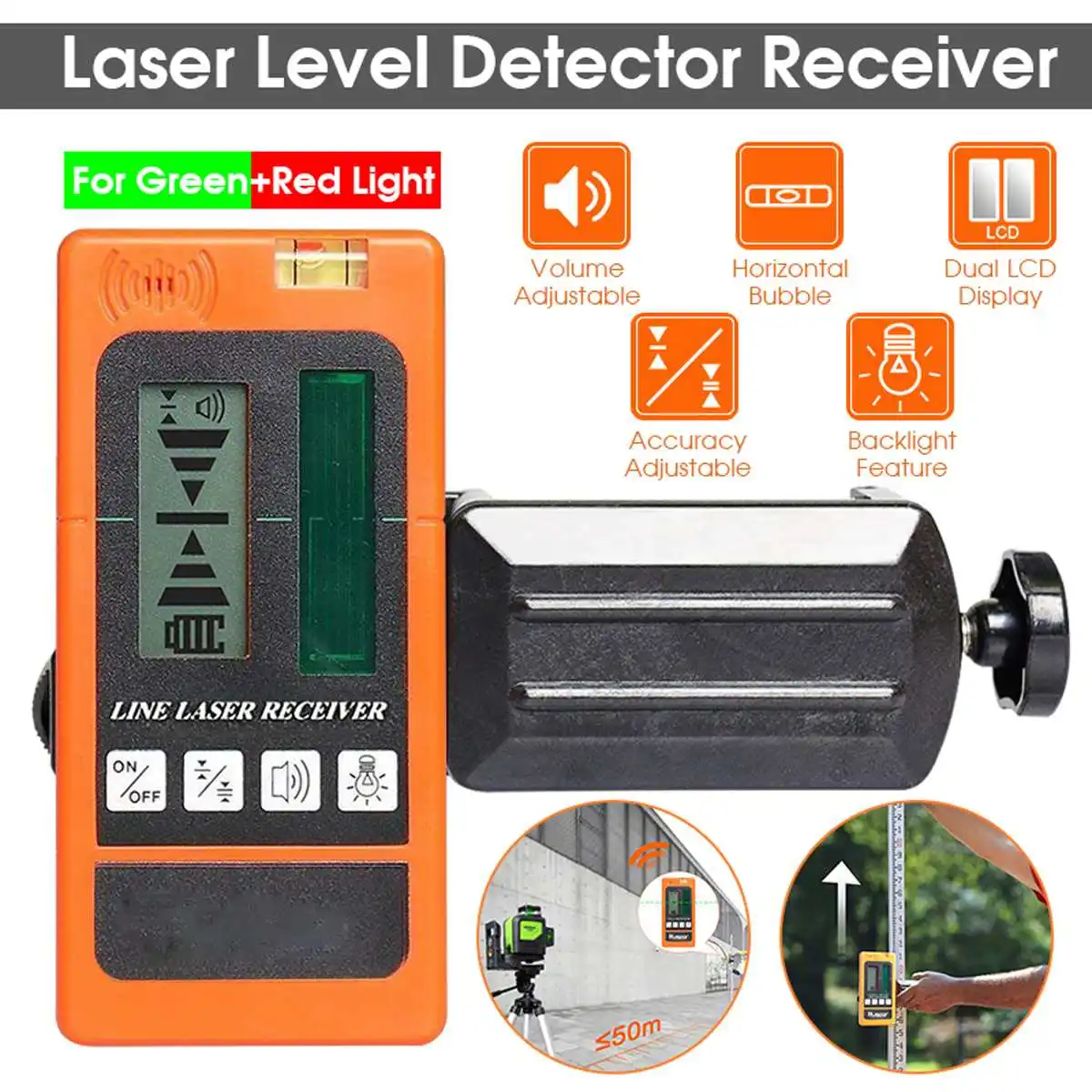 

Laser Level Detector Receiver Ourdoor Indoor Electronic Leveling 2/5/12 Lines Vertical Horizontal for Red/Green Light