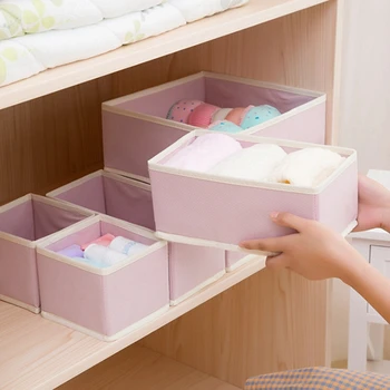 

Six-Piece Underwear Bra Underwear Socks Storage Box Fabric Underwear Bra Socks Drawer Foldable Durable Available Variety