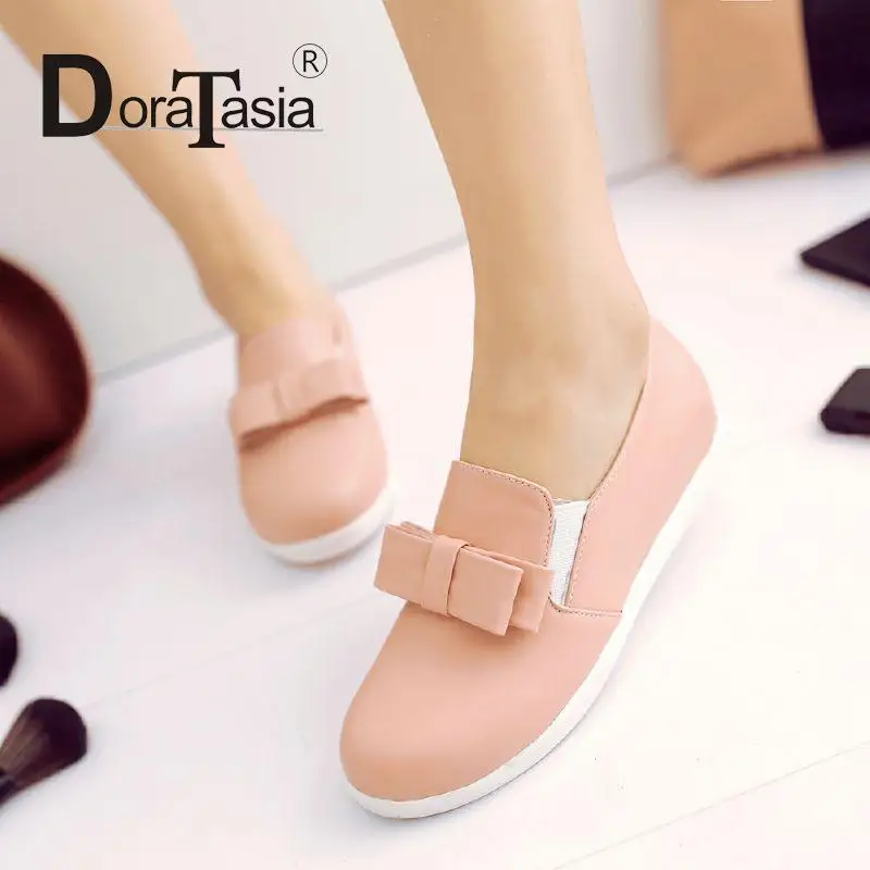 

Sweet Bowtie Women's Shoes Korean Style Platform Round Toe Inner High Pumps Heels 2016 Solid Pinkhoes
