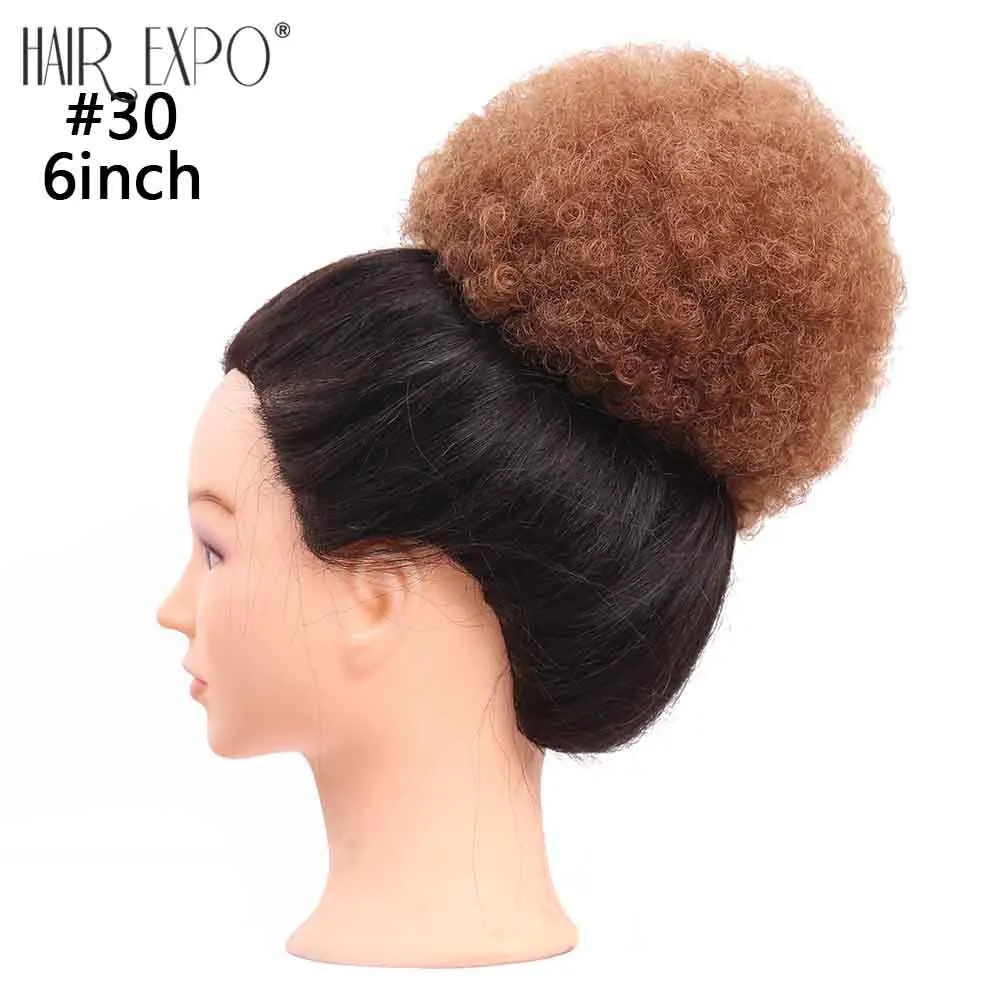 Афро кудрявый женский эластичный синтетический шиньон короткий удлинитель с пластиковыми гребнями крышка конский хвост Updo " для женщин волос Expo City - Цвет: #30