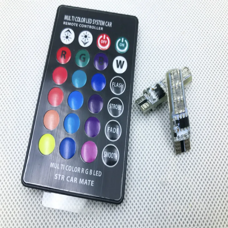 

Car T10 W5W 12V RGB LED Atmosphere Lamp Headlight Wedge Decoration Light Remote Controller Interior Light Bulb Auto Accessories