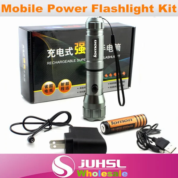 

Waterproof,high quality CREE chip,18650 lithium battery+mobile power flashlight+charger,USB charging aluminum flashlight,Torches